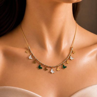 گردنبند توق با آویز پروانه